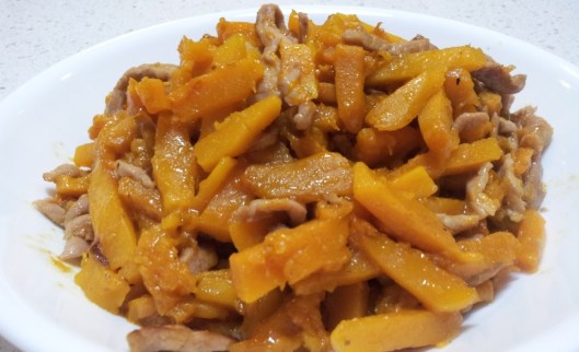 Stir Fry Pumpkin and Pork strips