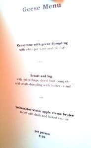 Goose Menu